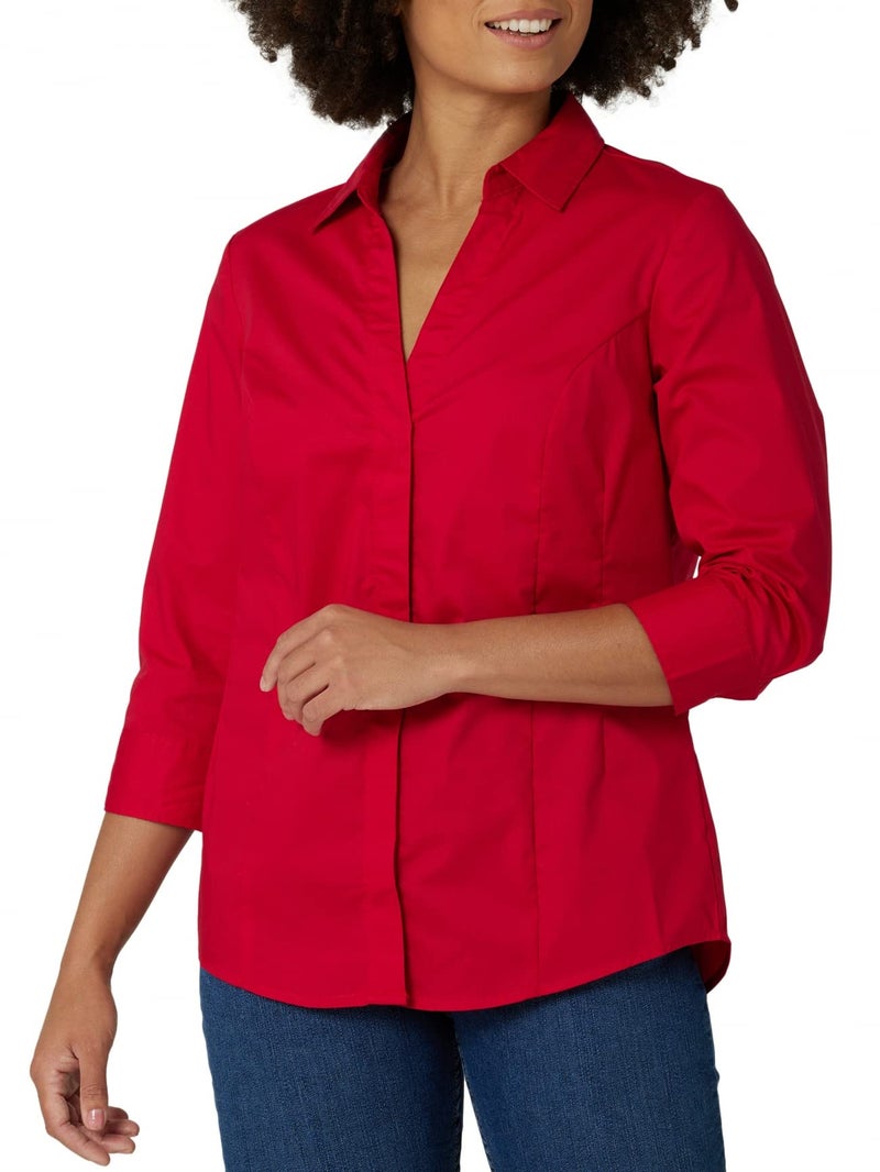 Riders by Lee Indigo womens Easy Care Â¾ Sleeve Woven Shirt,Classic Red,Medium